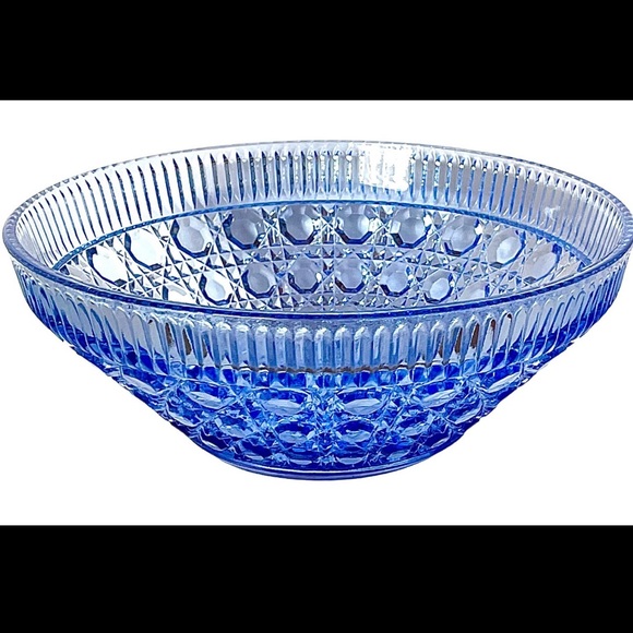 Mid Century Glass Candy Dish Bowl Windsor Pattern By Indiana Glass Vintage Blue - Picture 2 of 5